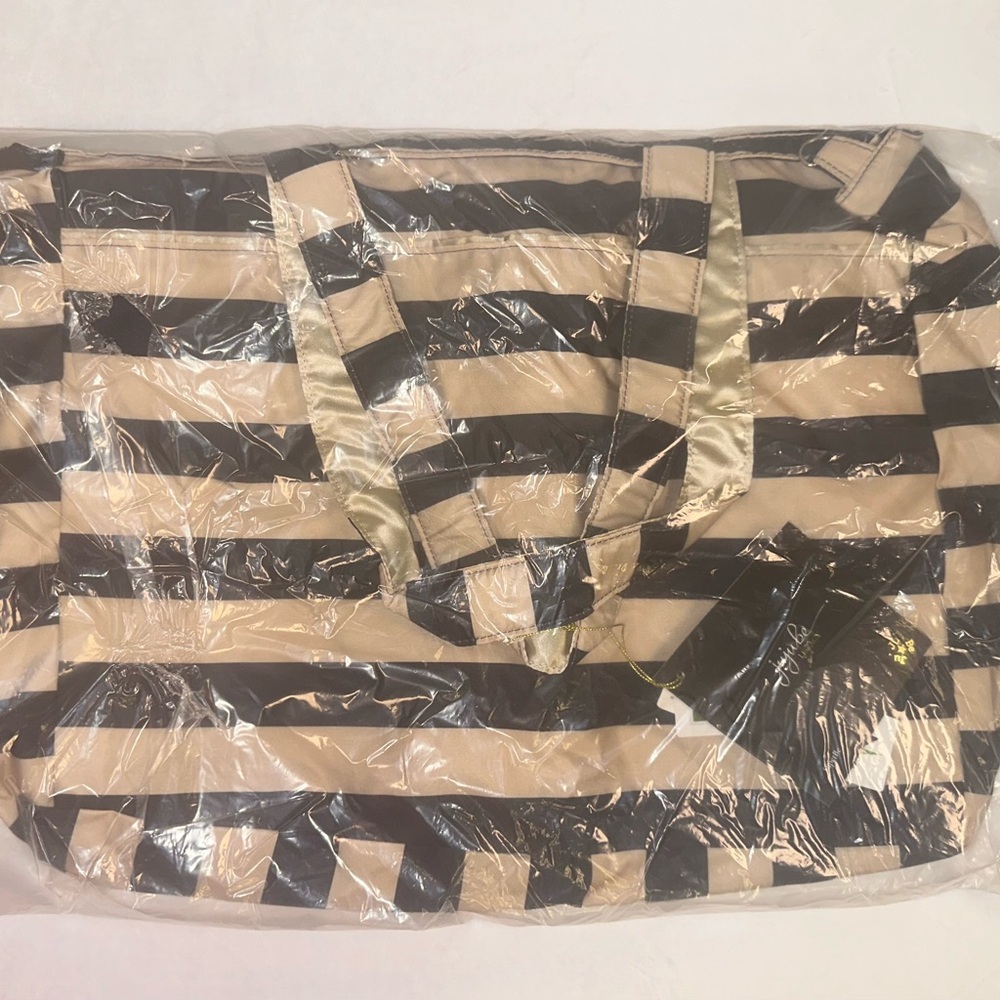 Ju-Ju-Be Navy and Tan Super Be Striped Baby Bag